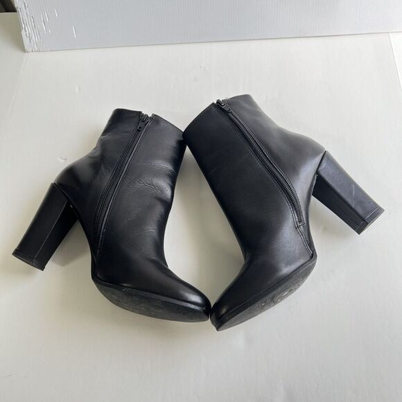 Annabella Boots Women’s Size 8 EU 39 Black Leather Side Zip Block Heel - Picture 7 of 11